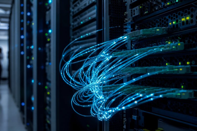 Internet speed — fiber optic cables in a data center